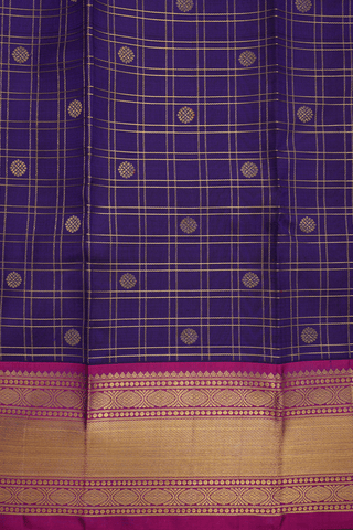 Checks With Buttas Royal Purple Kanchipuram Silk Saree