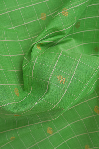 Checks With Buttis Celery Green Venkatagiri Cotton Saree