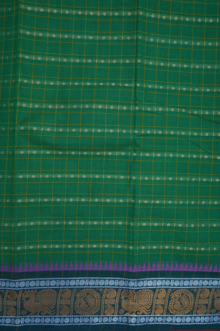 Checks With Buttis Emerald Green Chettinadu Cotton Saree
