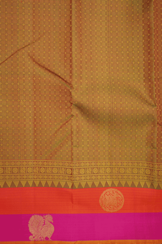 Checks With Buttis Golden Brown Kanchipuram Silk Saree
