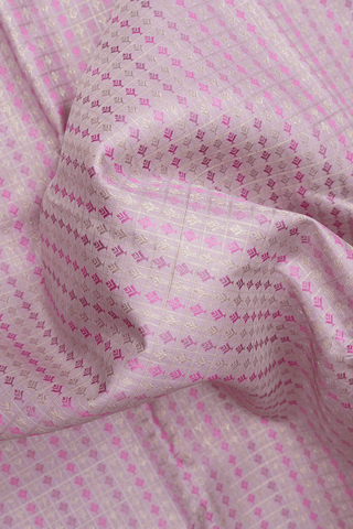 Checks With Buttis Lilac Pink Kanchipuram Silk Saree