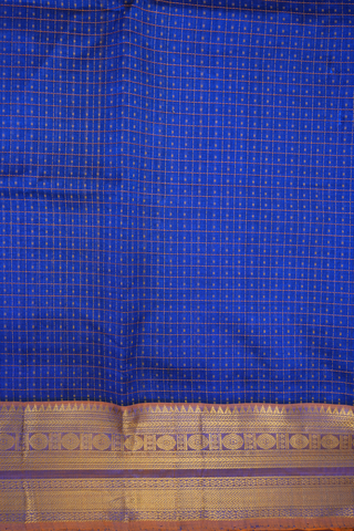 Checks With Buttas Royal Blue Traditional Silk Cotton Saree
