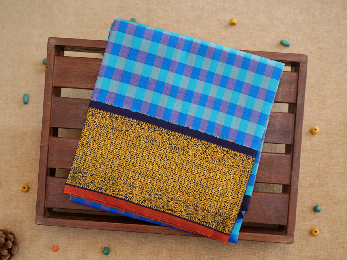 Checks With Traditional Border Silk Pavadai Sattai Material