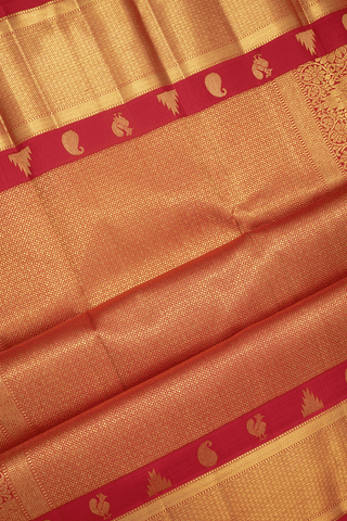 Checks With Zari Buttas Crimson Red Kanchipuram Silk Saree