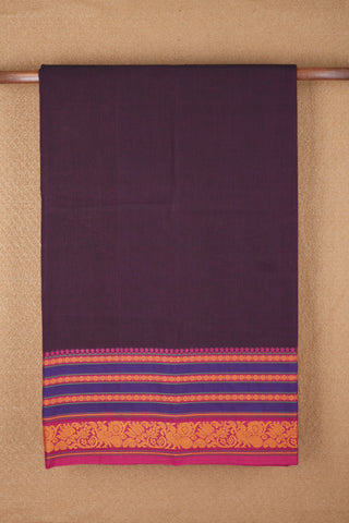 Peacock And Rudraksh Threadwork Design Deep Purple Chettinadu Cotton Saree