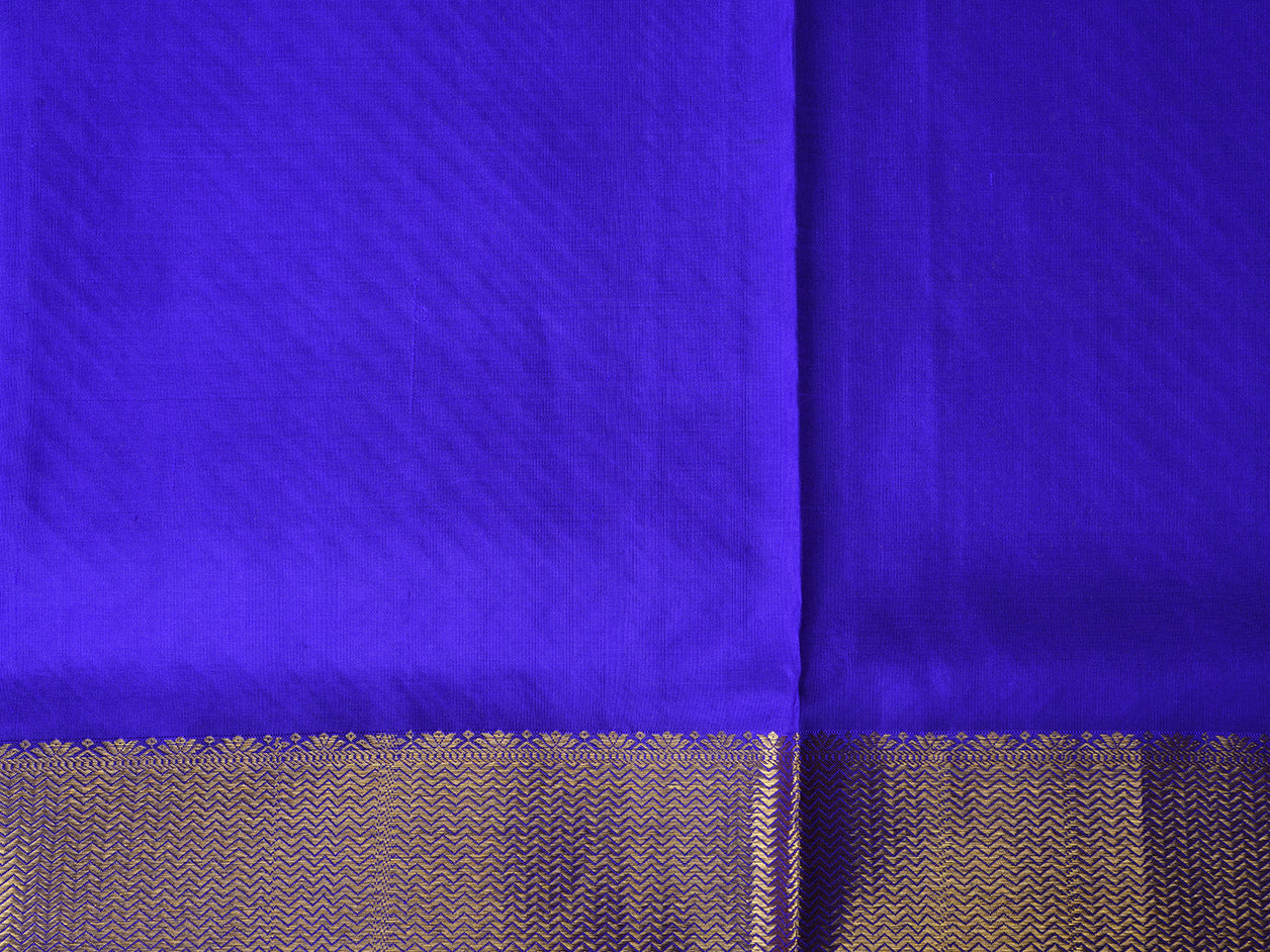 Chevron Border Design With Blue Kanchipuram Silk Pavada Sattai Material