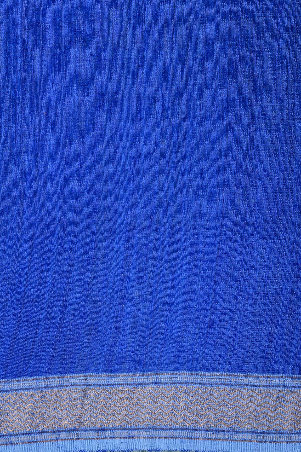 Chevron Border Blue Jute Saree / Sundari Silks