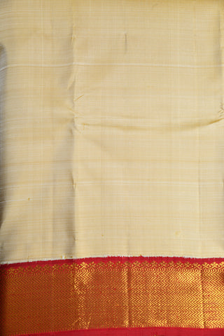 Chevron Design Border Korvai Light Beige Kanchipuram Silk Saree