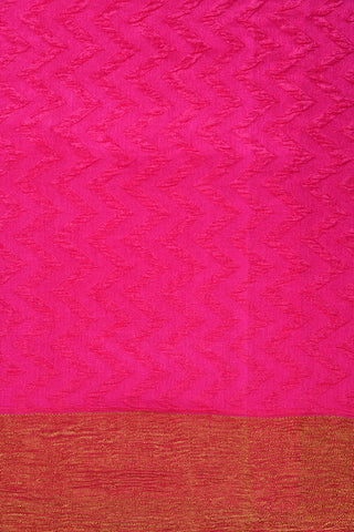 Chevron Design Rose Pink Raw Silk Saree