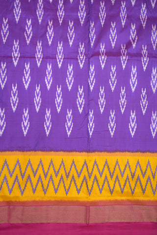 Chevron And Zari Border Purple Pochampally Handloom Silk Saree