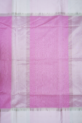 Chevron Border Pastel Pink Maheswari Silk Cotton Saree
