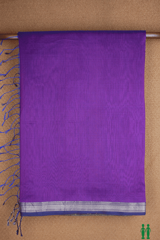 Chevron Border Purple Maheswari Silk Cotton Saree