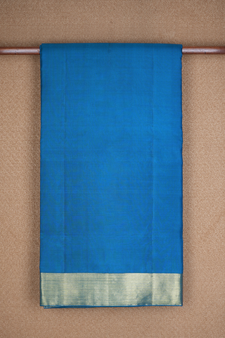 Chevron Border Teal Blue Kanchipuram Nine Yards Silk Saree
