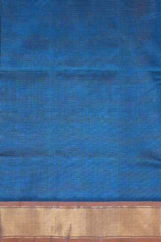 Chevron Border With Stripes Cobalt Blue Silk Cotton Saree