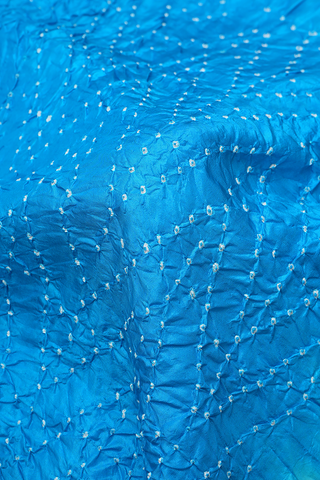 Chevron Design Azure Blue Bandhani Silk Saree