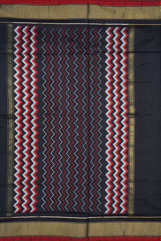 Chevron Design Black Pochampally Silk Saree