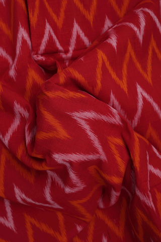 Chevron Design Chilli Red Pochampally Cotton Saree