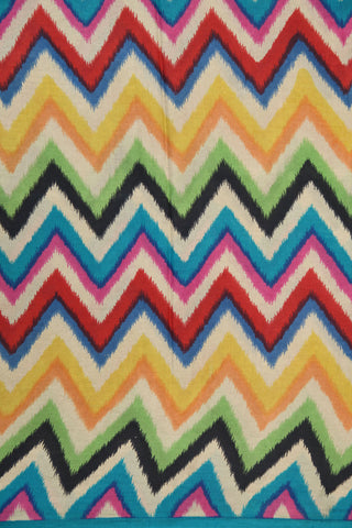 Chevron Design Multicolor Printed Silk Saree