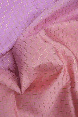 Chevron Design Shades Of Pink Tricolor Mysore Silk Saree