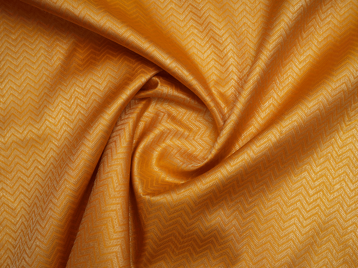 Chevron Design Yellow Kanchipuram Silk Blouse Material