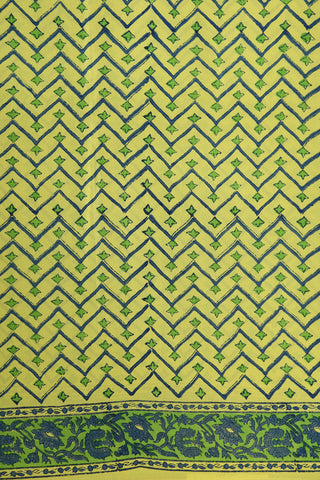Chevron Digital Printed Lime Green Crepe Silk Saree