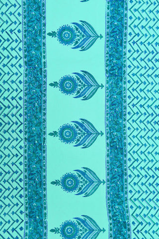 Chevron Digital Printed Pastel Blue Crepe Silk Saree