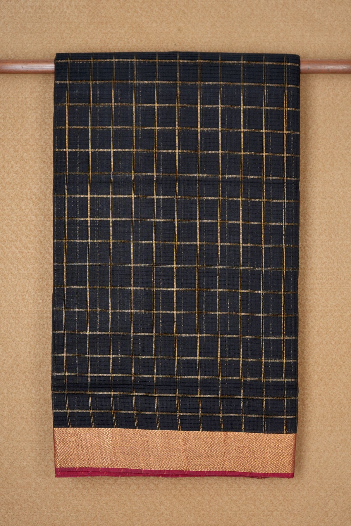Chevron Pattern Black Mangalagiri Cotton Saree