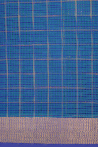 Chevron Pattern Peacock Blue Mangalagiri Cotton Saree