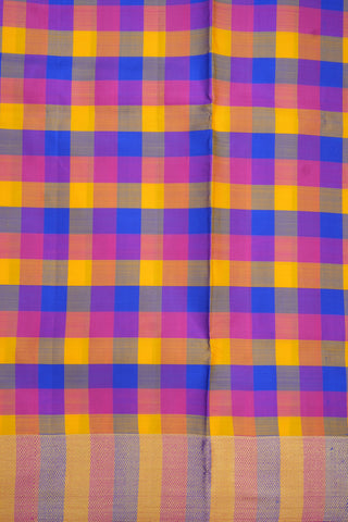 Chevron Pattern Zari Border Multicolor Nine Yards Silk Saree