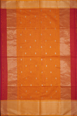 Chevron Pattern Zari Border Ruby Red Maheswari Silk Cotton Saree