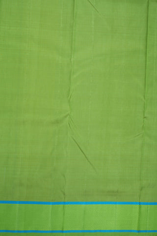 Chevron Threadwork Border Celery Yellow Kanchipuram Silk Saree