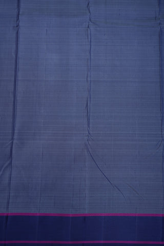 Chevron Threadwork Border Greyish Blue Kanchipuram Silk Saree