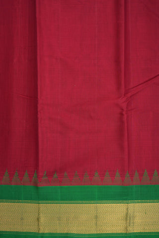 Chevron Zari Border Cherry Red Gadwal Silk Cotton Saree