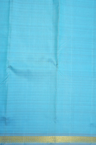 Chevron Zari Border Plain Light Blue Kanchipuram Silk Saree