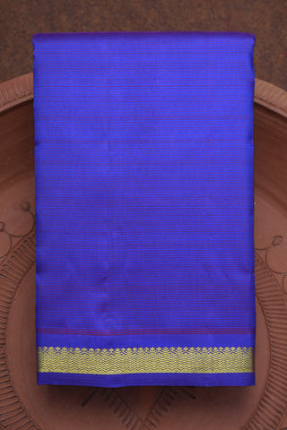 Chevron Zari Border Indigo Blue Kanchipuram Silk Saree