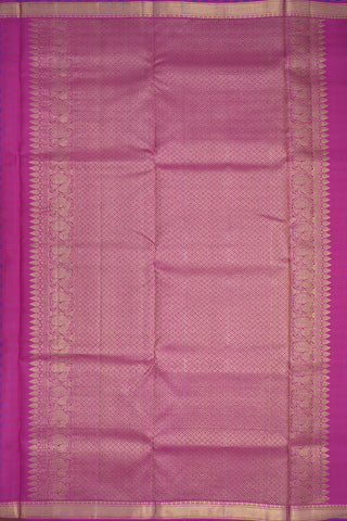 Magenta And Blue Checks Kanchipuram Nine Yards Silk Saree