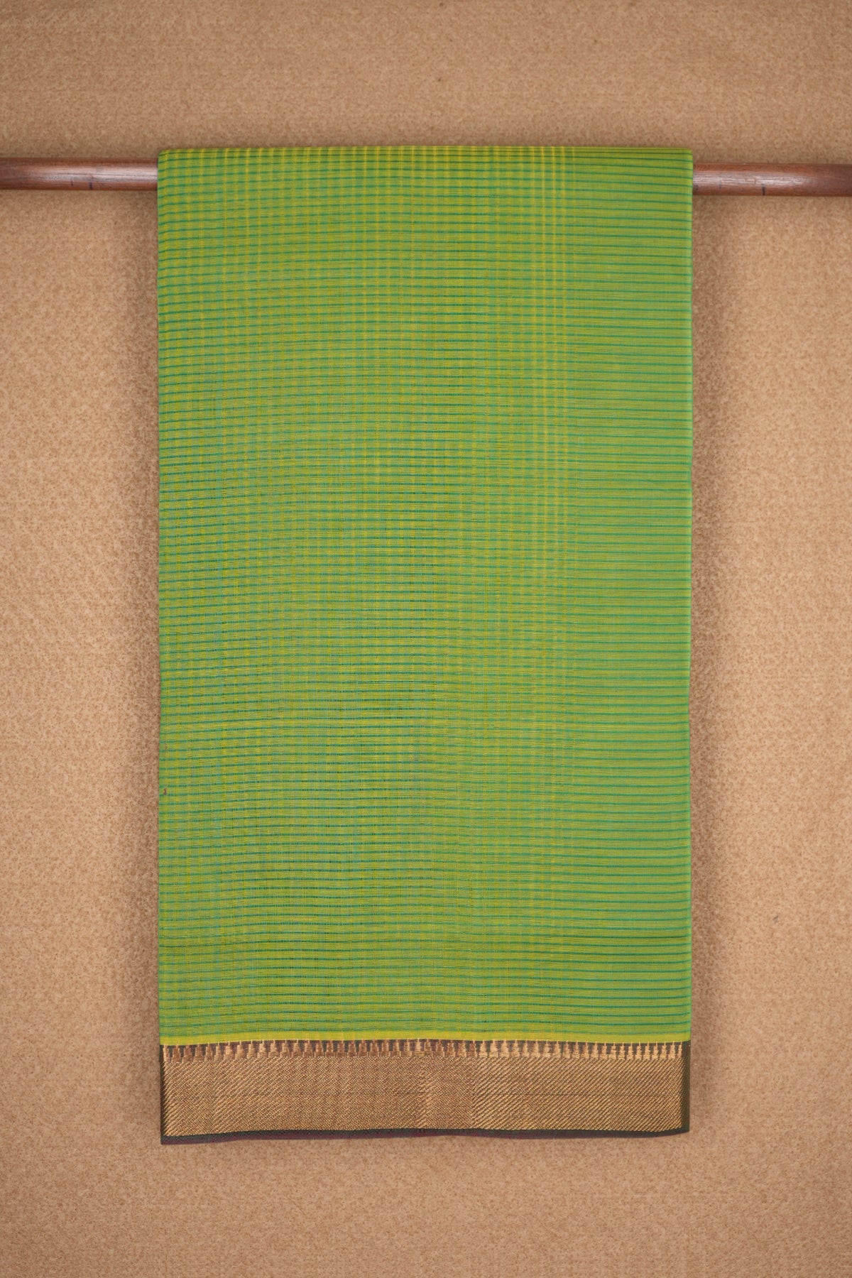 Twill Weave Zari Border Green  Mangalagiri Cotton Saree
