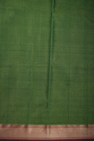 Chevron Zari Border Plain Fern Green Nine Yards Silk Cotton Saree