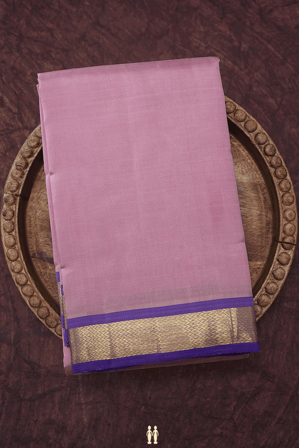 Chevron Zari Border Plain Orchid Pink Kanchipuram Silk Saree