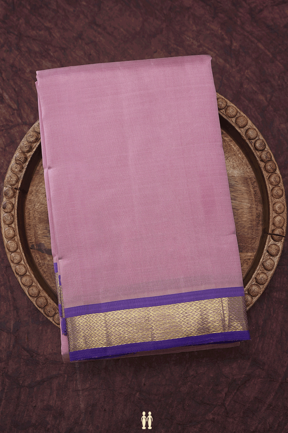 Chevron Zari Border Plain Orchid Pink Kanchipuram Silk Saree