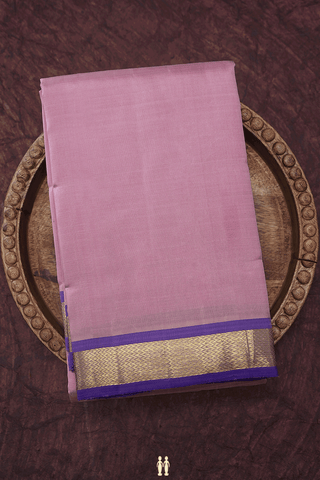 Chevron Zari Border Plain Orchid Pink Kanchipuram Silk Saree