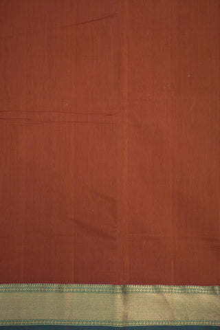 Chevron Zari Border Rust Orange Nine Yards Silk Cotton Saree
