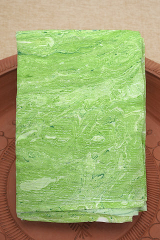 Hand Marbled Pista Green Chiffon Silk Saree