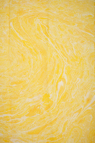 Stone Texture Design Mango Yellow Hand Marbled Chiffon Silk Saree