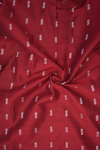Chinese Collar Crimson Red Raw Silk Kurta