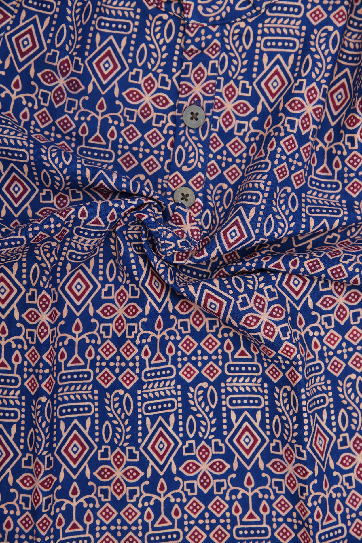 Chinese Collar Navy Blue Jaipur Cotton Kurta