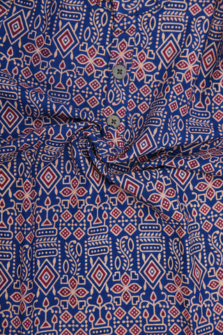 Chinese Collar Navy Blue Jaipur Cotton Kurta