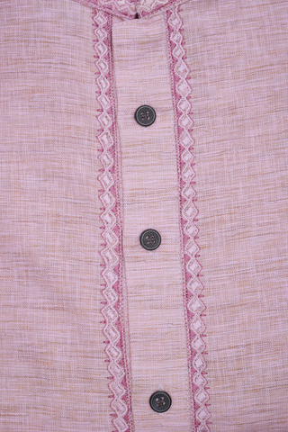 Chinese Collar Pink Cotton Long Kurta
