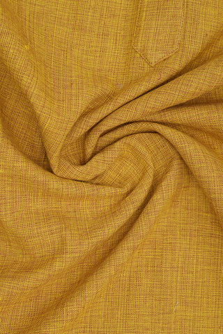 Chinese Collar Plain Golden Yellow Cotton Long Kurta