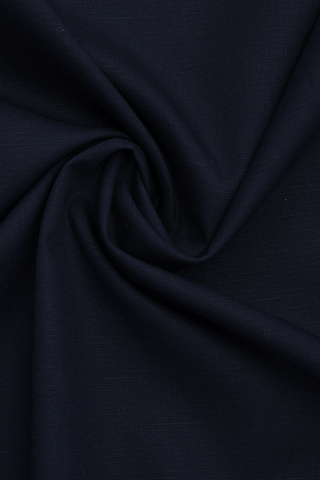 Chinese Collar Plain Navy Blue Cotton Long Kurta
